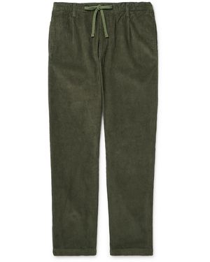Hartford Tanker Slim-Fit Straight-Leg Cotton-Corduroy Drawstring Pants - Green