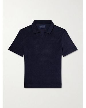 Thom Sweeney Terry-Cotton Polo Shirt - Blue