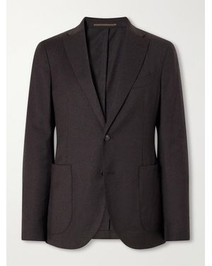 Slowear Wool-blend Flannel Suit Jacket - Black