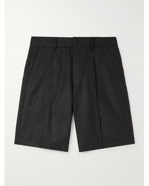 NN07 Kay 1454 Straight-leg Pleated Linen Shorts - Black