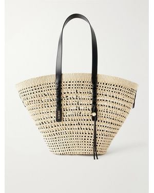 Loewe Paula's Ibiza Braid Basket Leather-Trimmed Raffia Tote Bag - Natural