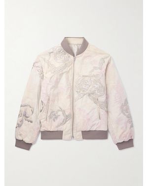 Dries Van Noten Reversible Embroidered Floral-Print Cotton And Lamé Bomber Jacket - Natural