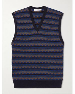 Lemaire Jacquard-Knit Merino Wool-Blend Jumper Vest - Blue