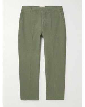 Folk Lunar Straight-Leg Linen And Cotton-Blend Suit Trousers - Green