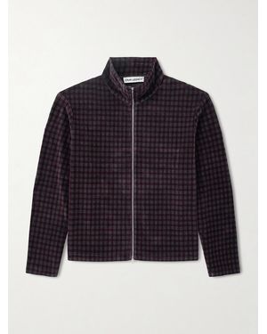 Our Legacy Shrunken Checked Cotton-blend Velour Track Jacket - Blue