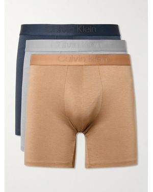Calvin Klein Three-Pack Stretch Lyocell-Blend Boxer Briefs - Blue