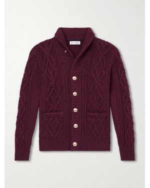Brunello Cucinelli Cable-Knit Cashmere Cardigan - Purple