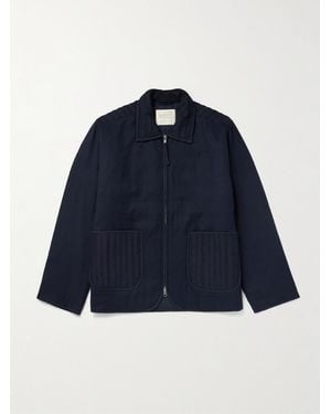 Kardo Amardeep Embroidered Cotton-Herringbone Jacket - Blue