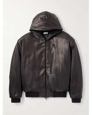 Fear Of God Padded Leather Hooded Bomber Jacket - Black