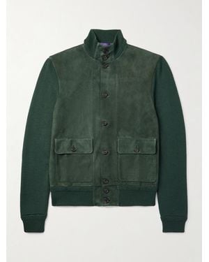 Ralph Lauren Suede-Panelled Cashmere Jacket - Green