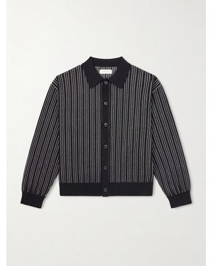 mfpen Formal Striped Ribbed Cotton Cardigan - Blau