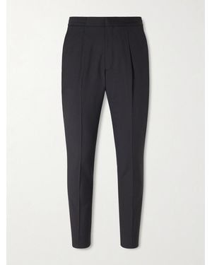 Officine Generale Drew Tapered Pleated Wool-Twill Trousers - Blue