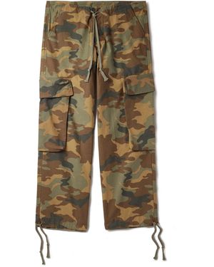 Greg Lauren Wide-Leg Camouflage Cotton Cargo Pants - Brown