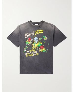 SAINT Mxxxxxx T-Shirt aus Baumwoll-Jersey mit Logoprint in Distressed-Optik - Grau