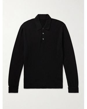 Anderson & Sheppard Wool And Cashmere-blend Polo Shirt - Black