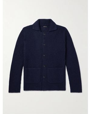 Rubinacci Cardigan aus Kaschmir in Waffelstrick - Blau