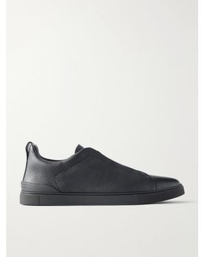 ZEGNA Full-Grain Leather Trainers - Blue