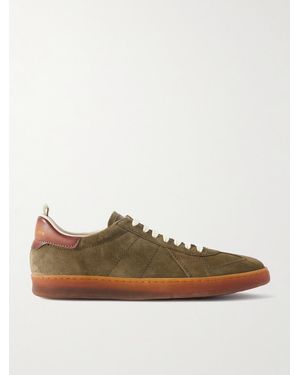 Officine Creative Militia 002 Leather-trimmed Suede Trainers - Green