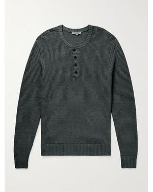 Onia Waffle-Knit Linen Henley Jumper - Grey