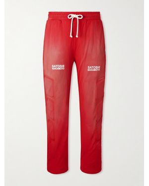 Satoshi Nakamoto Straight-Leg Padded Printed Mesh Sweatpants - Red