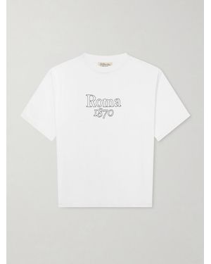 Remi Relief Roma 1870 Embroidered Cotton-Jersey T-Shirt - White