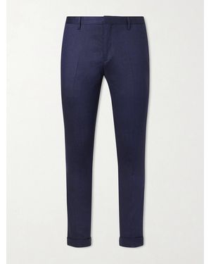 Paul Smith Slim-fit Straight-leg Stretch Linen And Wool-blend Trousers - Blue