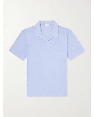 Sunspel Cotton-Terry Polo Shirt - Blue