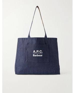Barbour A.P.C. Logo-Print Denim Tote Bag - Blue