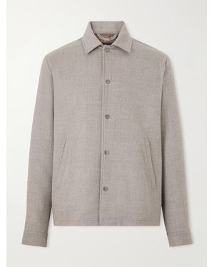 Kiton Felted Wool-Blend Blouson Jacket - Gray