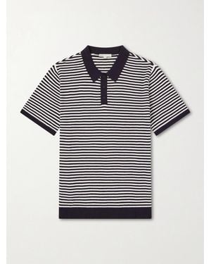 Onia Striped Textured-Cotton Polo Shirt - Blue