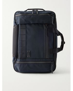 master-piece Rise Leather And Canvas-Trimmed Cordura Mastertex Backpack - Blue