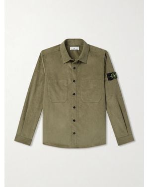 Stone Island Logo-Appliquéd Cotton Corduroy Shirt - Green
