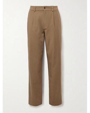 De Bonne Facture Straight-Leg Pleated Cotton-Twill Trousers - Natural