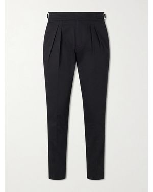 MR P. Steve Tapered Pleated Cotton Trousers - Blue