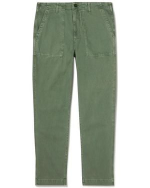 Hartford Fatigue Straight-Leg Garment-Dyed Herringbone Cotton-Gabardine Pants - Green