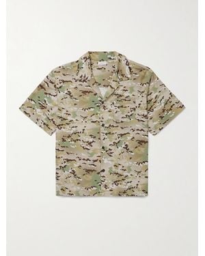 John Elliott Convertible-collar Camouflage-print Cotton-blend Shirt - Green