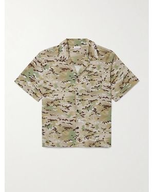 John Elliott Convertible-collar Camouflage-print Cotton-blend Shirt - Green