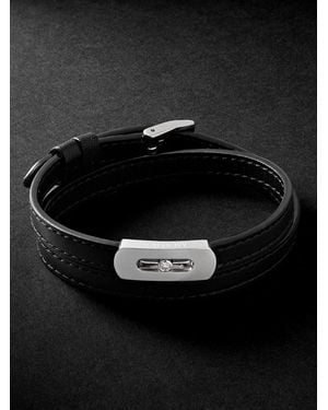 Messika My Move, Diamond And Leather Bracelet - Black