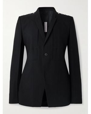Rick Owens Fogpocket Studded Grain De Poudre Virgin Wool Blazer - Black