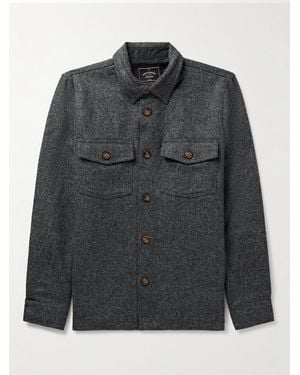 Portuguese Flannel Wool-Tweed Overshirt - Black