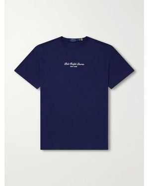 Polo Ralph Lauren Logo-Embroidered Cotton-Jersey T-Shirt - Blue