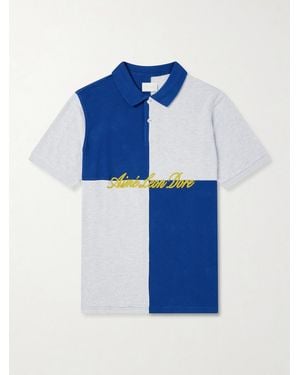 Aimé Leon Dore Logo-Embroidered Colour-Block Cotton-Piqué Polo Shirt - Blue