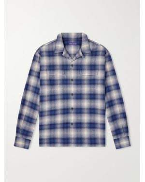 Ralph Lauren Checked Cotton And Cashmere-Blend Shirt - Blue