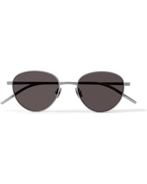 Bottega Veneta Panthos Round-Frame Brushed-Titanium Sunglasses - Metallic