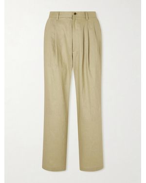 Ssstein Wide-Leg Pleated Linen Trousers - Natural