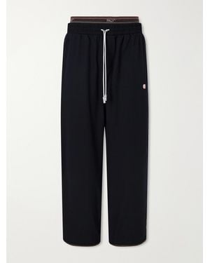Paly Hollywood Wide-Leg Wool-Blend Joggers - Blue