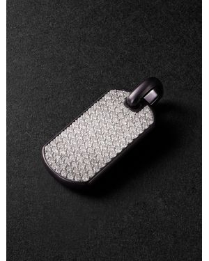 David Yurman Chevron Titanium And Sterling Diamond Pendant - Black
