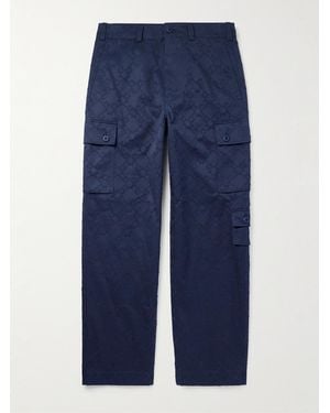 Givenchy Straight-Leg Cotton-Twill Jacquard Cargo Trousers - Blue