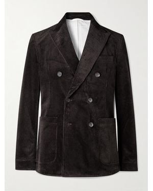 Oliver Spencer Double-Breasted Cotton-Blend Corduroy Suit Jacket - Black