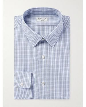Charvet Checked Cotton-Poplin Shirt - Blue